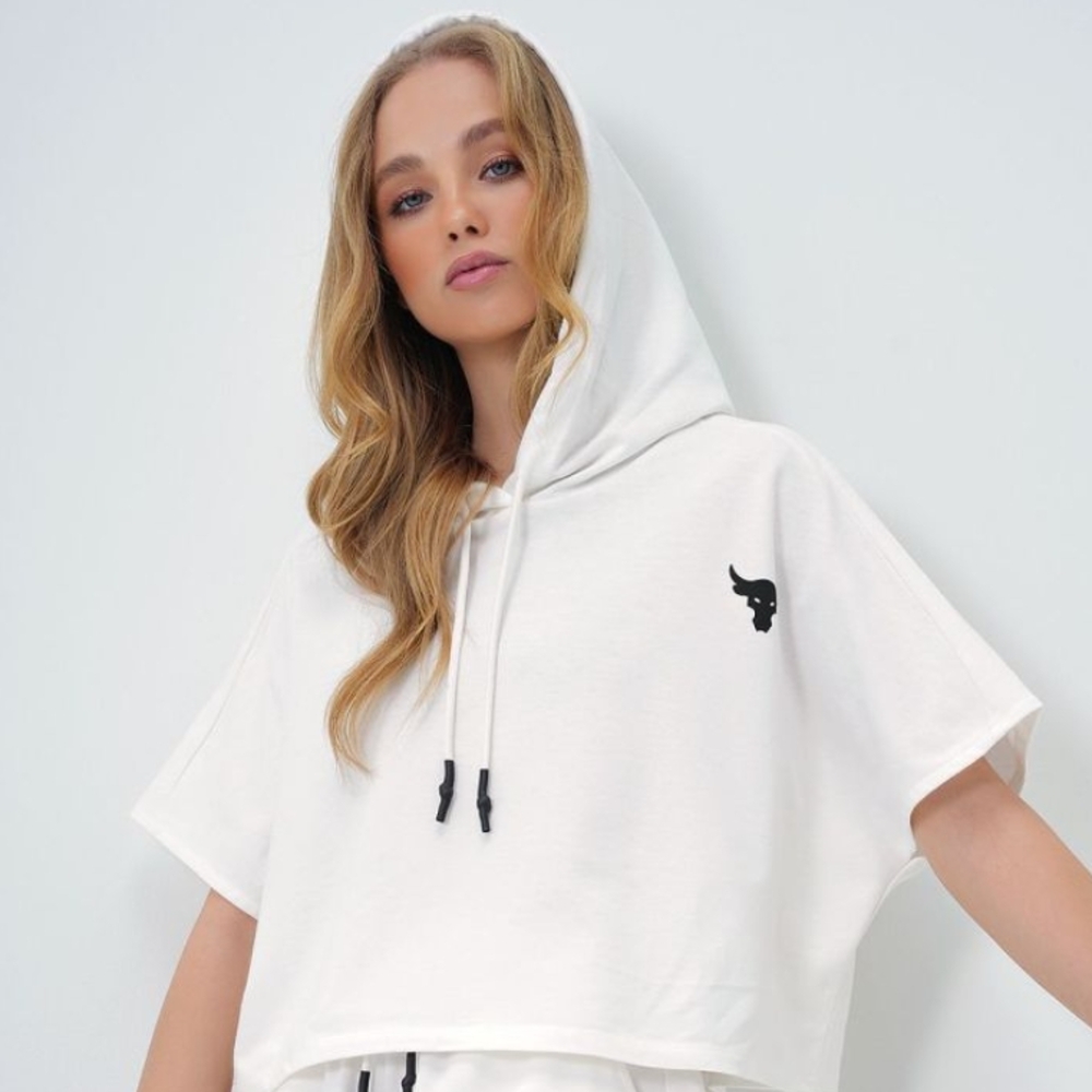 Women's White Hooded Top